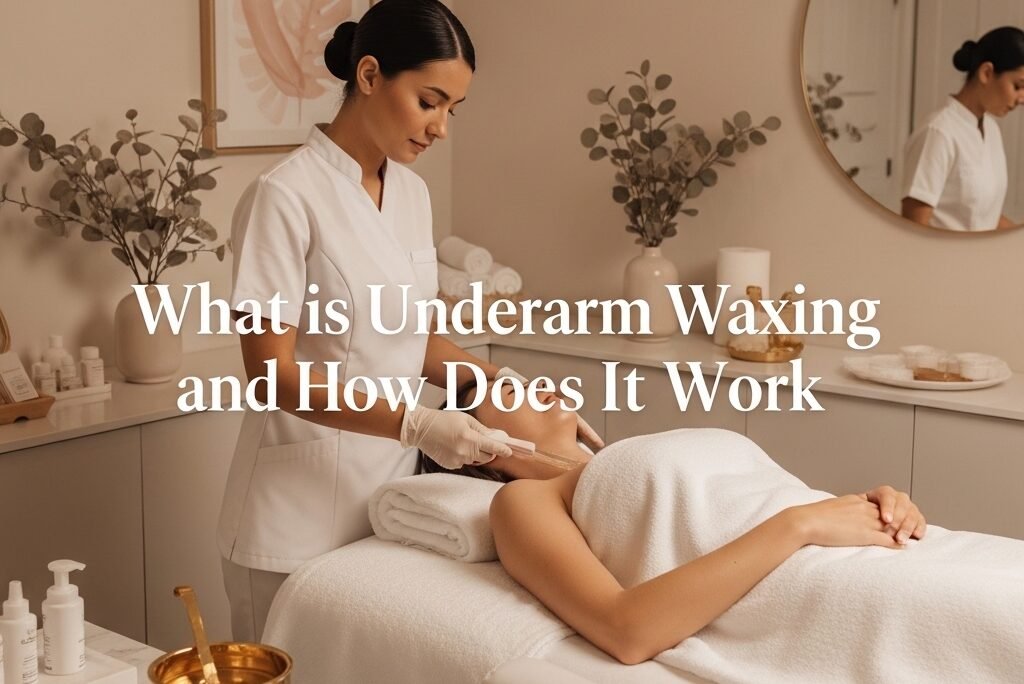 Woman receiving underarm waxing treatment at a luxury UK beauty spa