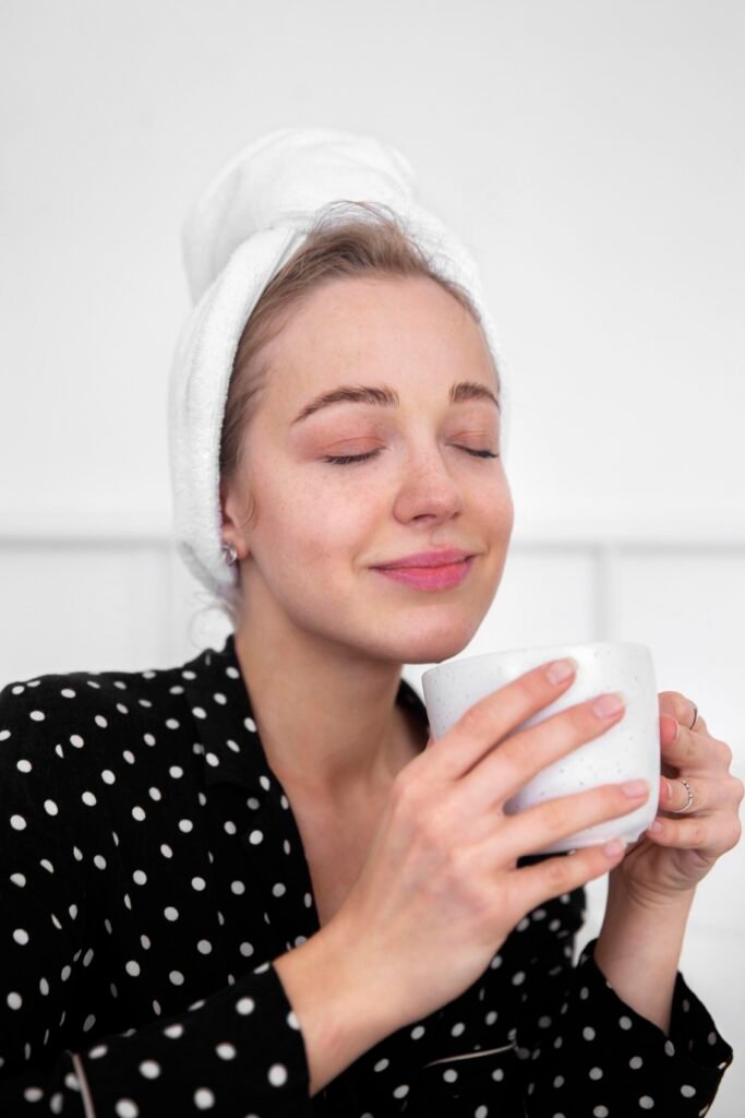Relaxed woman enjoying a coffee